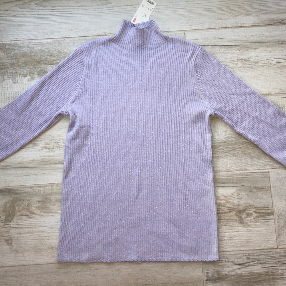 Uniqlo women’s sweater pullover turtleneck NWT Lavender sparkle. Size L Y2K